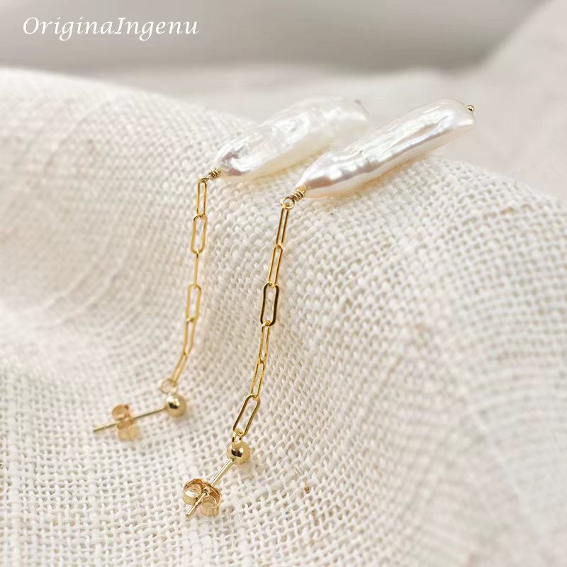 Boucles d'oreilles en perles baroques faites à la main pour femmes