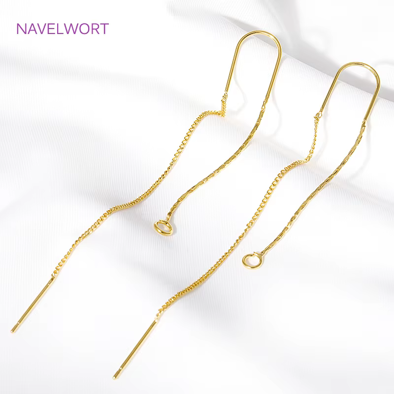Boucles d'oreilles à long pompon plaqué or 18 carats