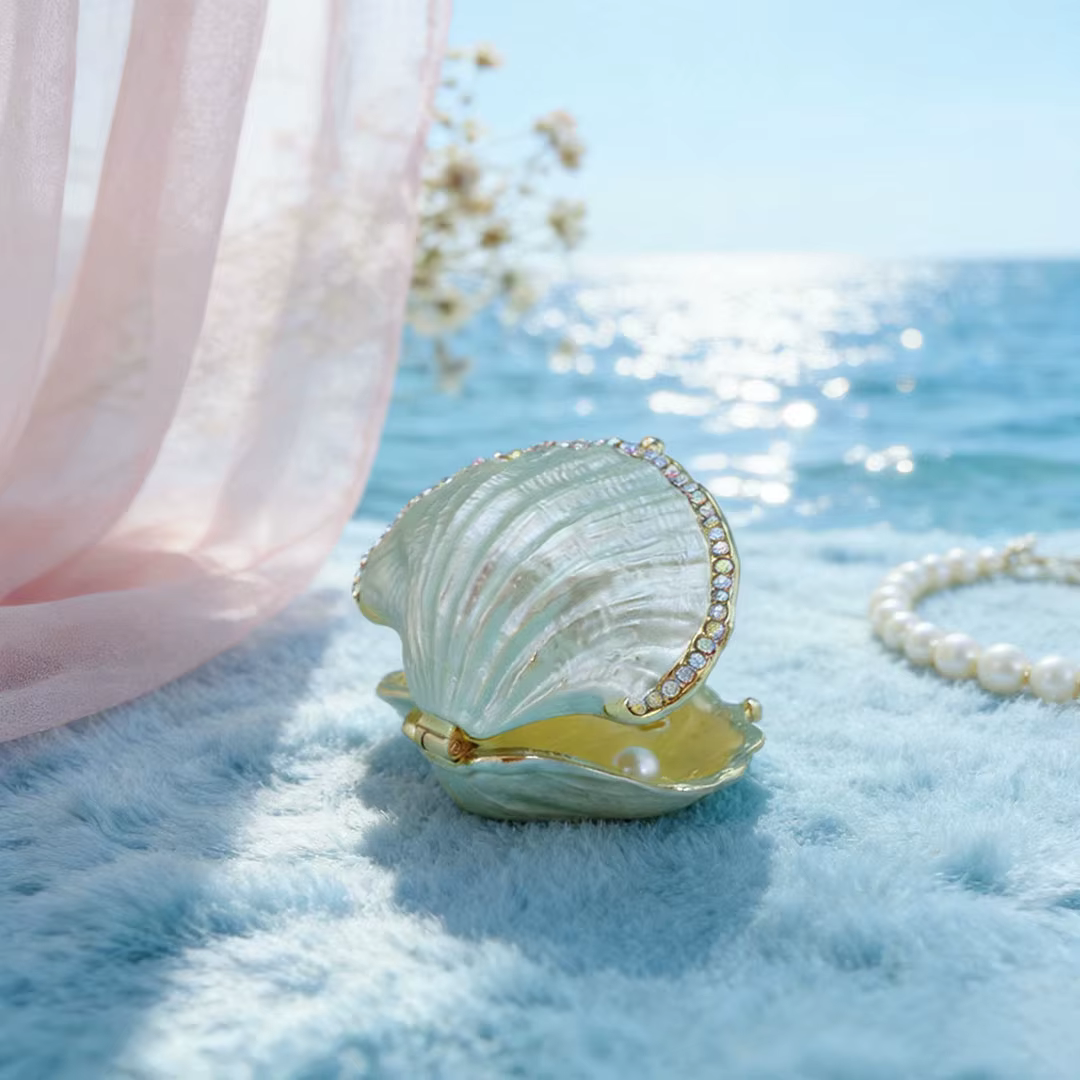 Boîte à bijoux en métal émaillé peinte à la main avec incrustations de pierres précieuses ; une pièce décorative et le choix parfait pour un cadeau de maison