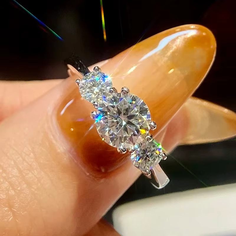 GRA – bague ronde en diamant Moissanite véritable pour femmes