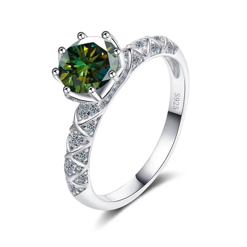 Bague en Moissanite de couleur D VVS 1Ct pour femmes