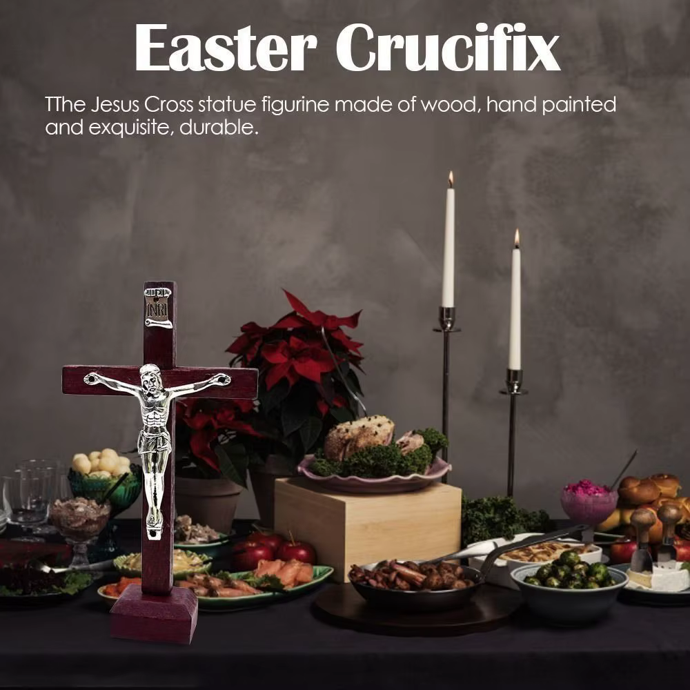 Avec support Crucifix en bois breloque religieuse prière catholique jésus croix