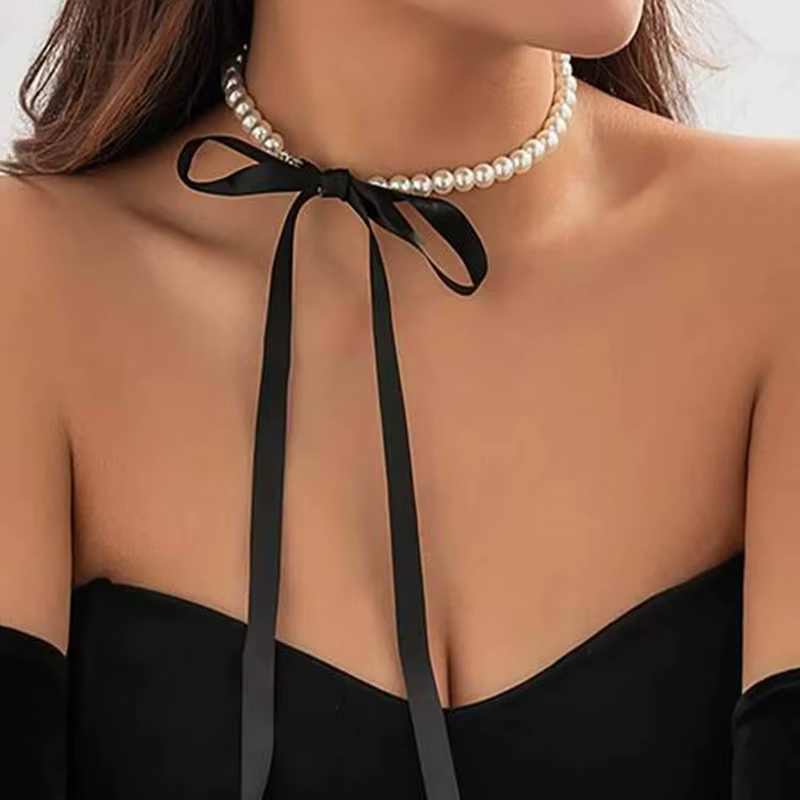 Collier ras du cou en Imitation de perles pour femmes