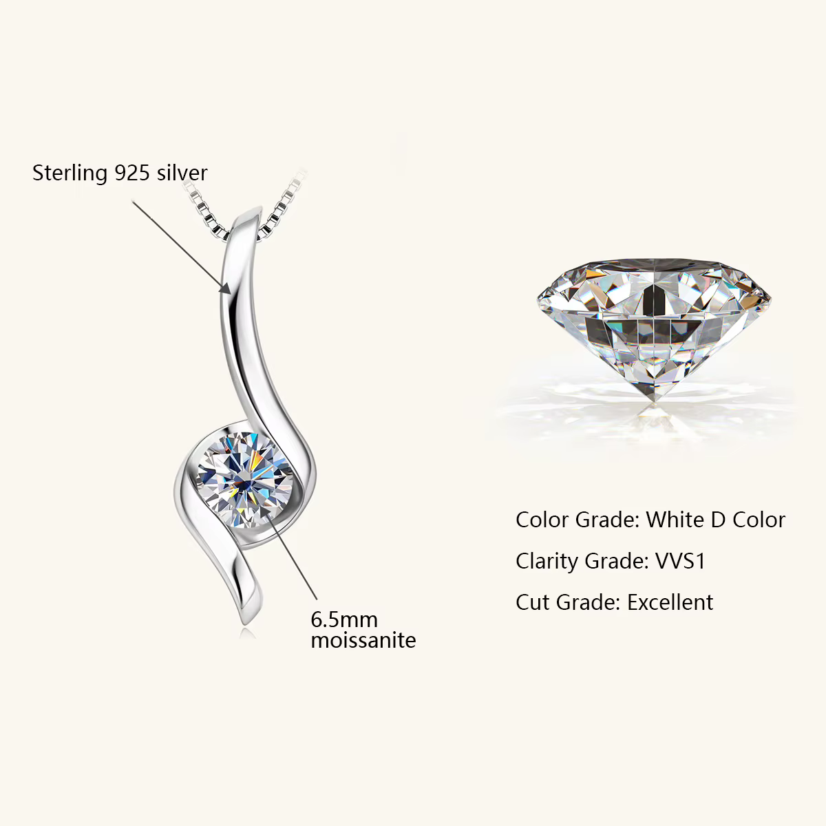 Ensemble de bijoux en argent Sterling 925 véritable Moissanite pour femmes