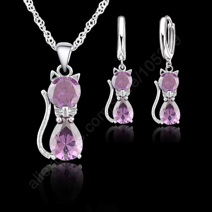 Ensembles de bijoux en argent CZ pour femmes et filles