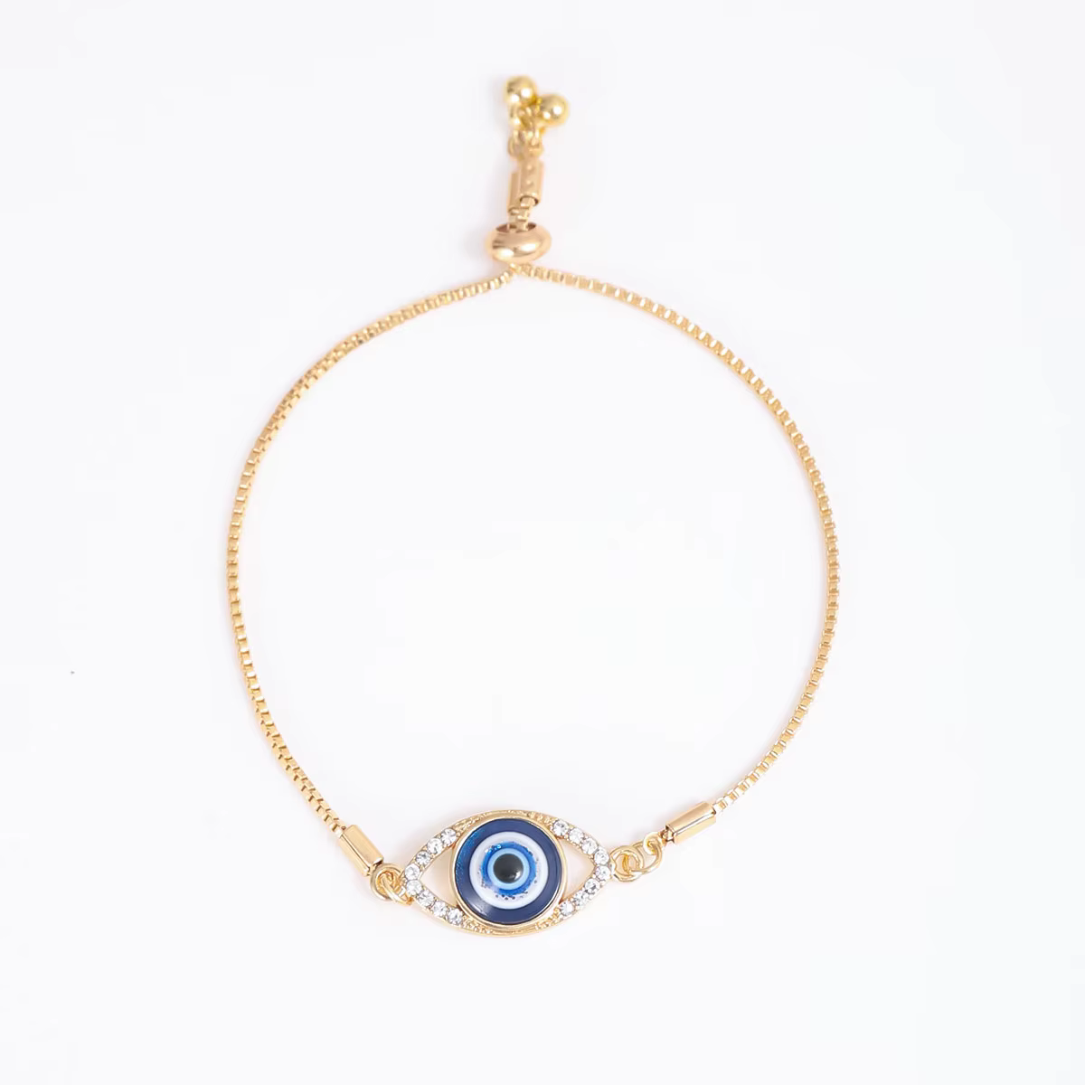 Bracelet ajustable plaqué or avec œil porte-bonheur