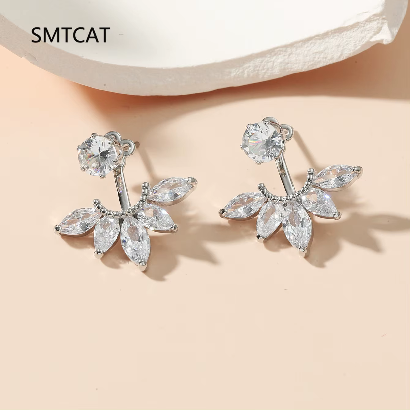 Boucles d'oreilles pendantes détachables 2 pierres en moissanite taille marquise 6cttw pour femme
