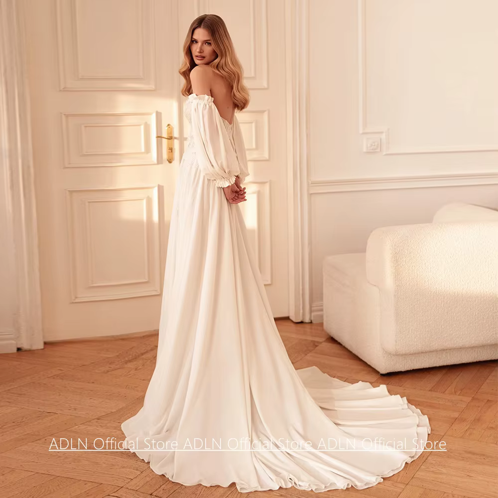 Robe de mariée nouvelle collection personnalisée sans bretelles avec manches bouffantes