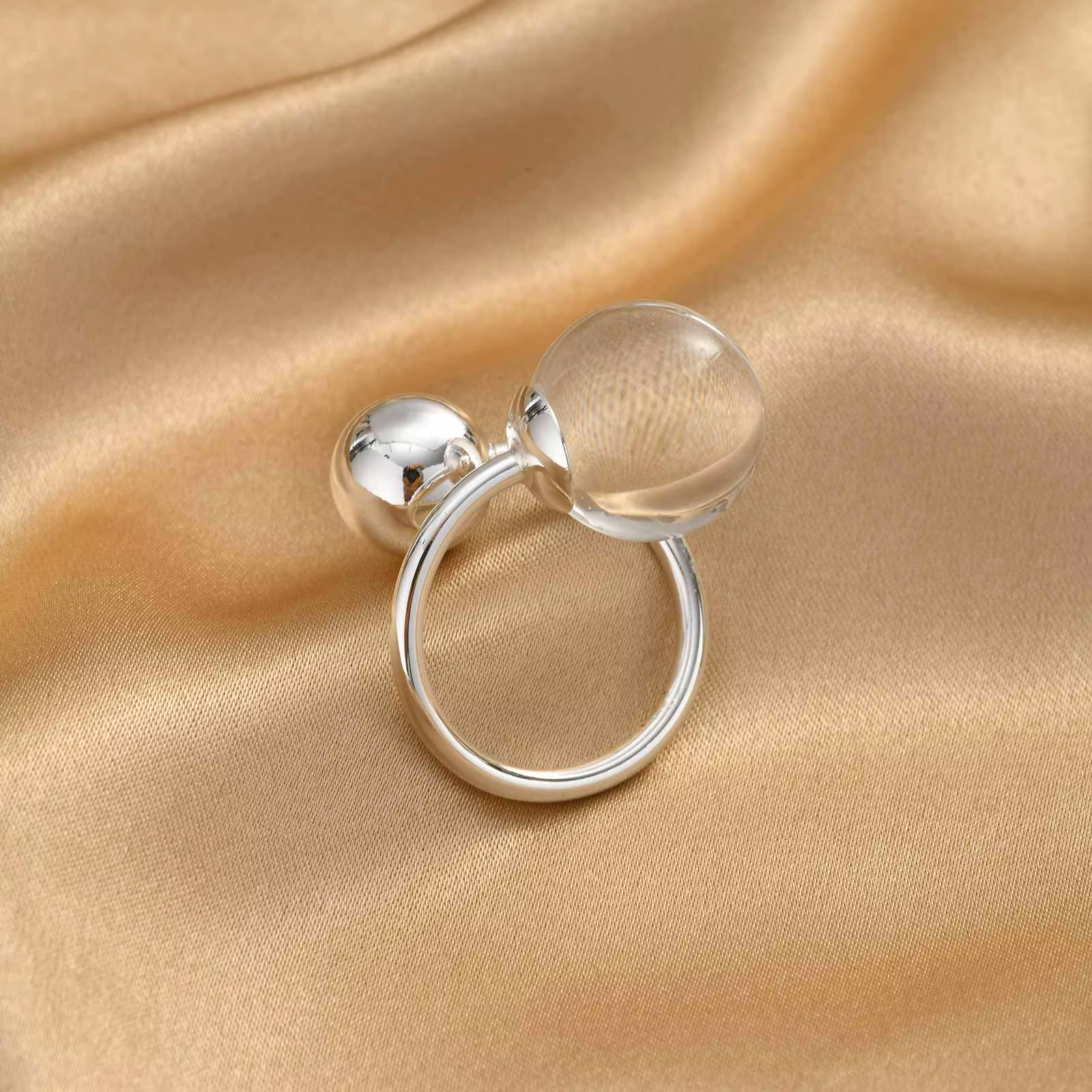 Bague ouverte sphérique géométrique pour femme