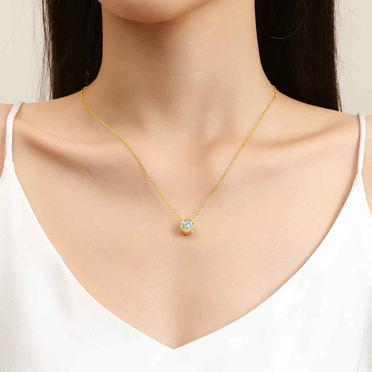 SDOOU – collier classique en or véritable 18 carats
