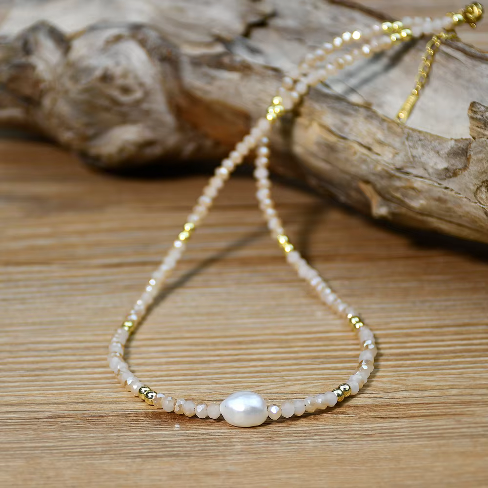 Collier de perles d'eau douce naturelles style Baroque pour femmes