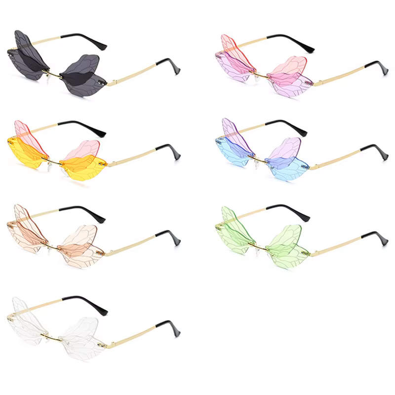 Lunettes de soleil à ailes de libellule sans bords