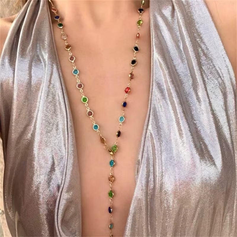 Collier de luxe en cristal coloré et Zircon pour femmes