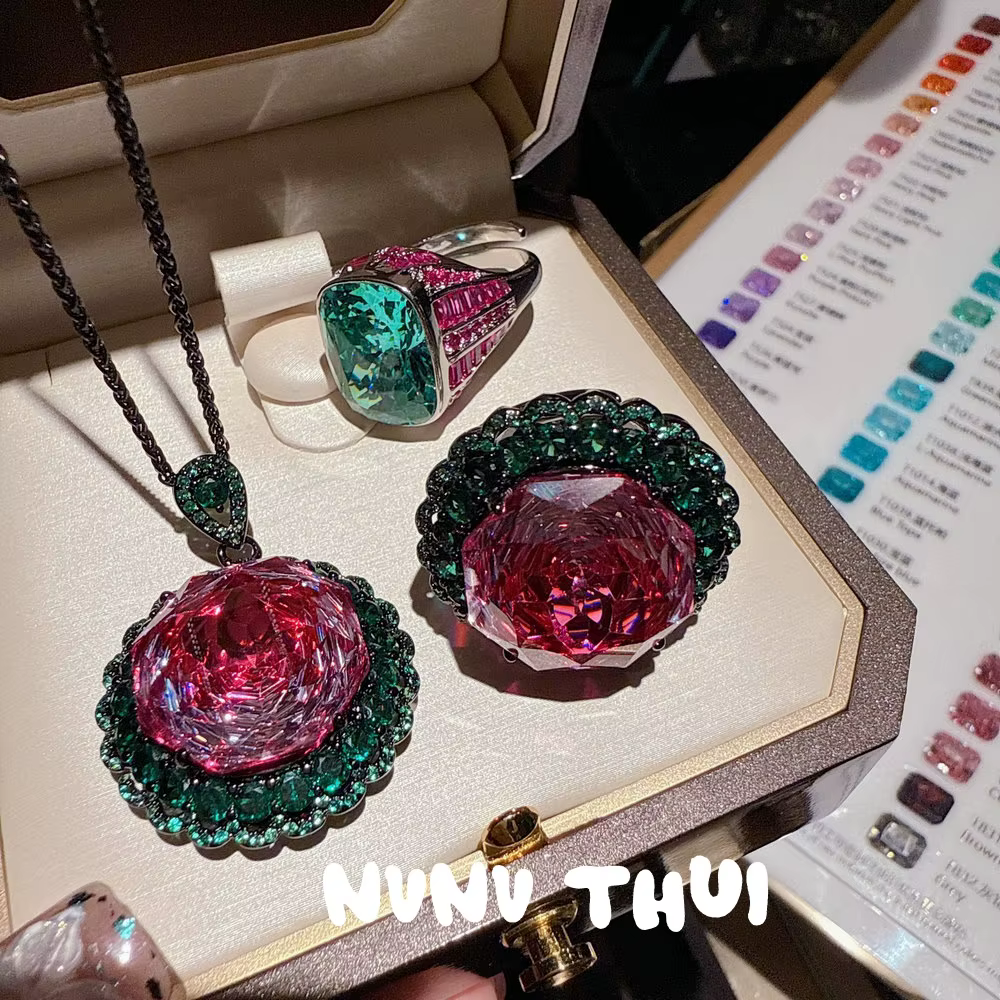 Ensemble de boucles d'oreilles et bague en Zircon pour femmes