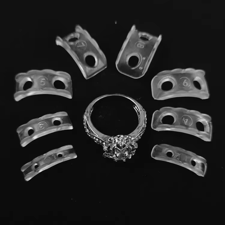 8 tailles Silicone Anti perte Invisible clair anneau taille rediseur anneaux en vrac réducteur