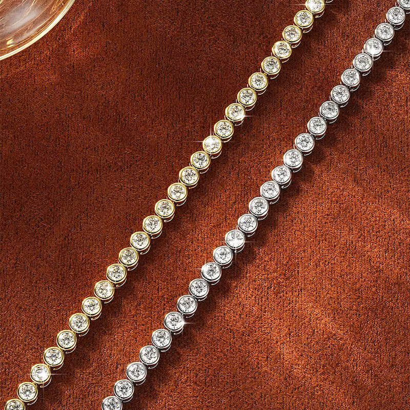Bracelet Tennis Rrjzz Éclatant en Moissanite D-Color de 3 mm