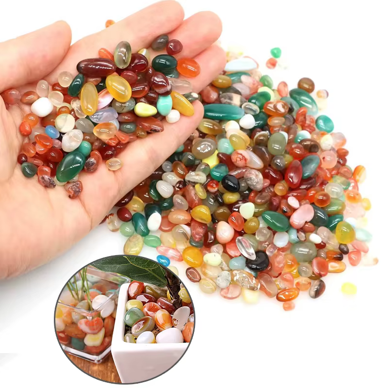 100/200g 1 ~ 1.6cm galets colorés Agate naturelle cristal