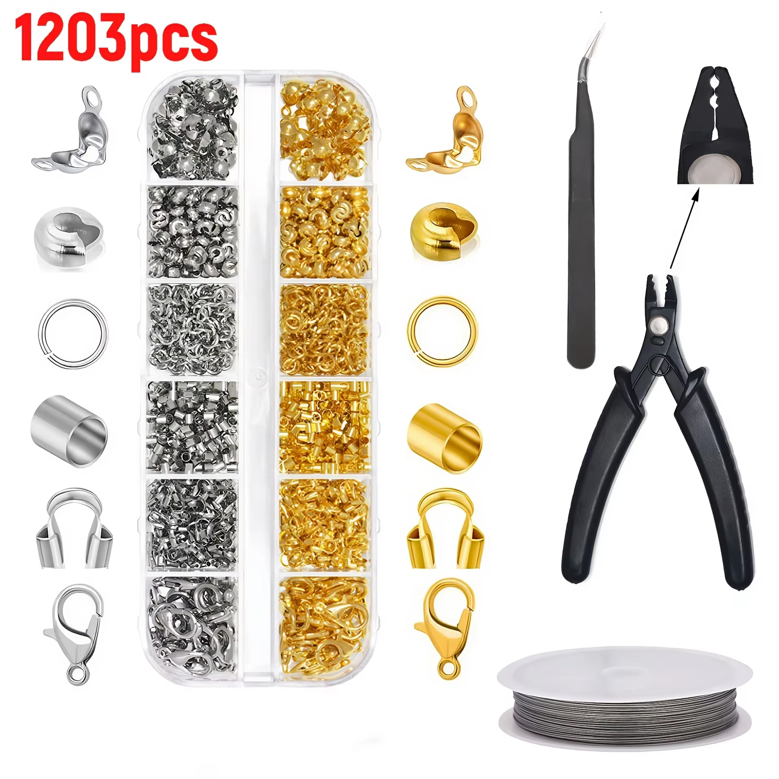 1203 pièces/ensemble, 1 kit d'outils pour la fabrication de bijoux
