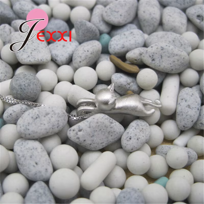 Collier avec pendentifs chat en argent Sterling 925 pour femmes/filles