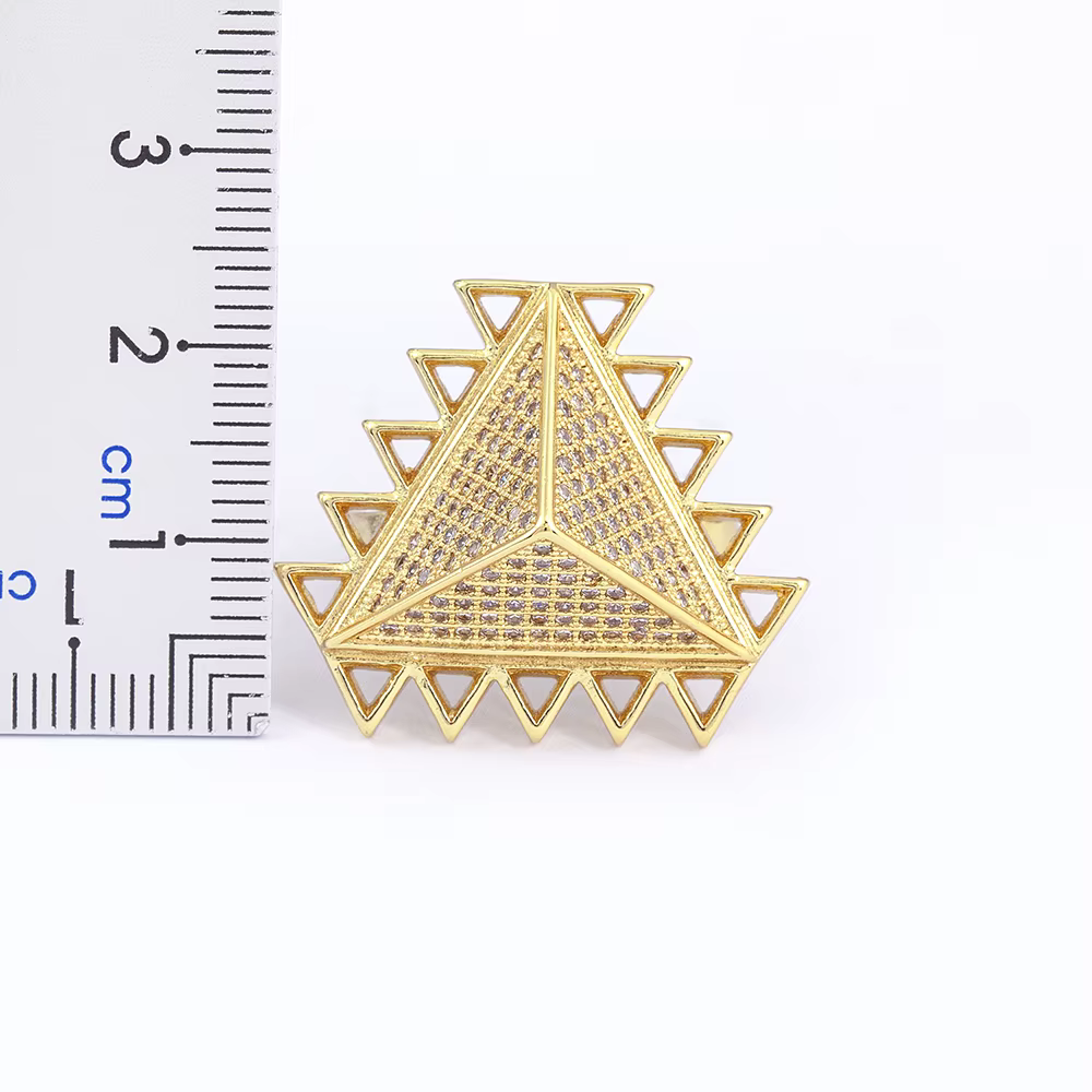 Nidin nouveauté Vintage egypte pyramide plaqué or Zircon anneau Style Punk Triangle ouverture réglable fête bijoux cadeaux
