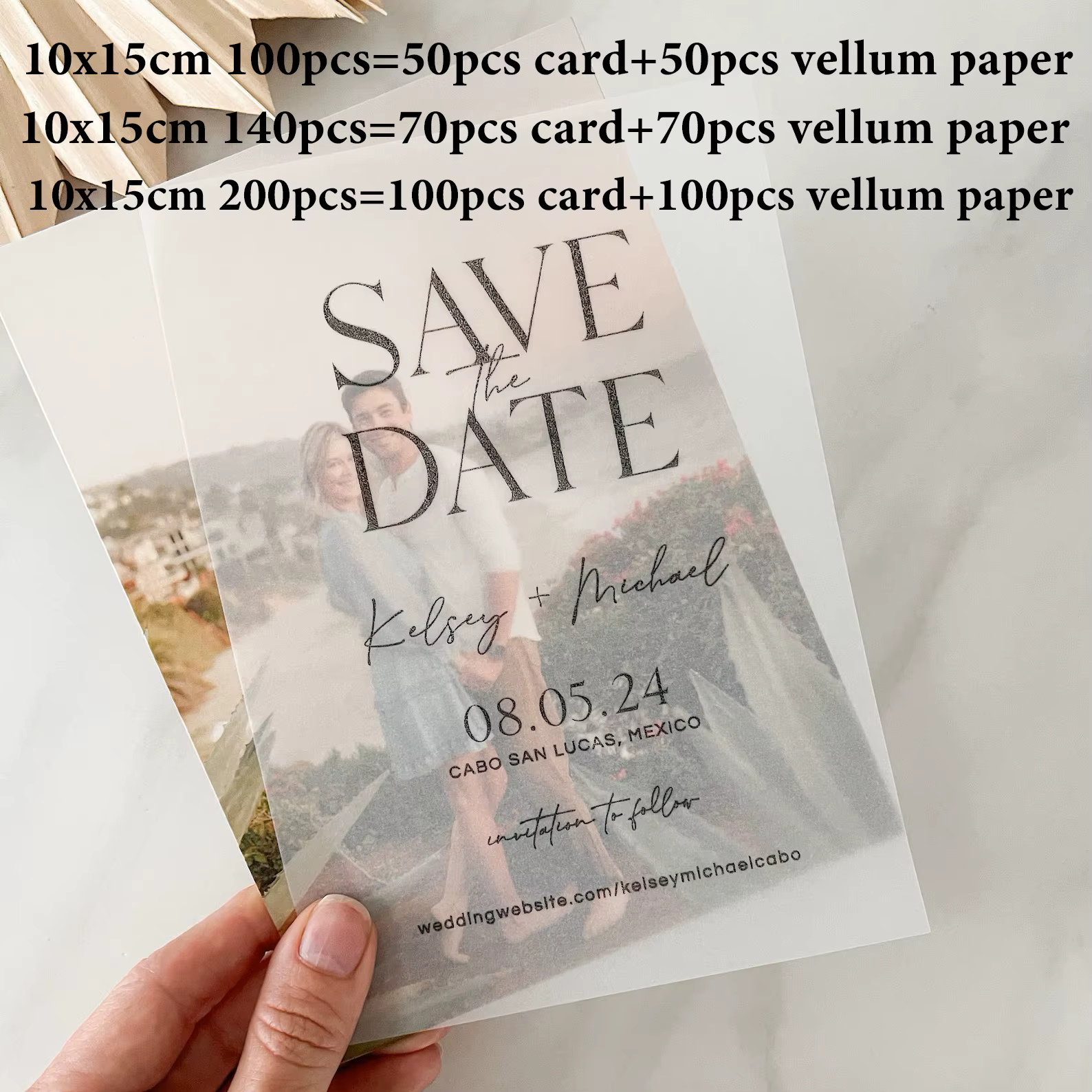 Invitation de mariage élégante personnalisée avec papier vélin