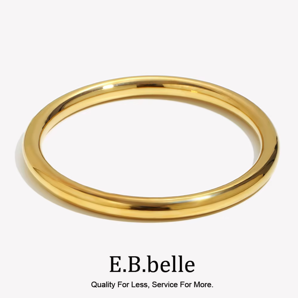 E.B.belle – bracelet rond creux plaqué or 18 carats pour femme