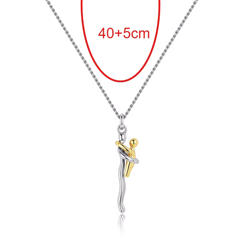 Collier câlin mère-enfant en argent Sterling bicolore