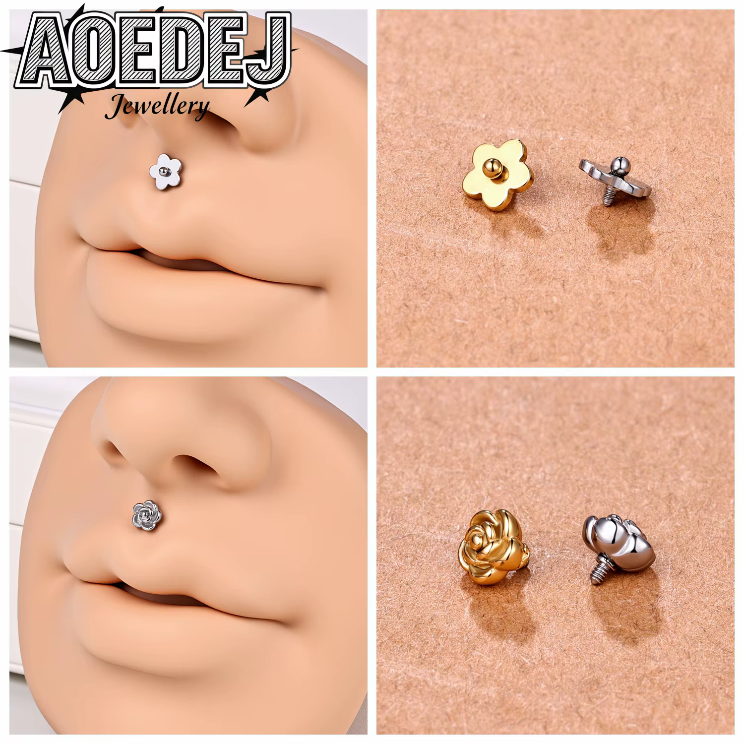 AOEDEJ 1-10 pièces/lot Têtes de clous d'oreilles en cristal CZ 18G