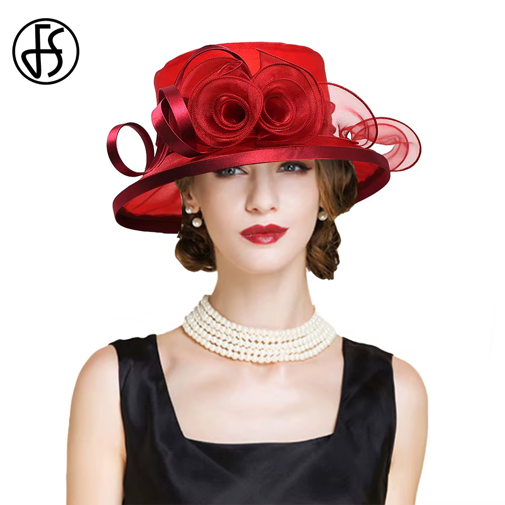 FS 2025 été plat haut pare-soleil chapeaux pour femmes fleur élégant mariage mariée fête chapellerie Protection UV Derby casquette femme