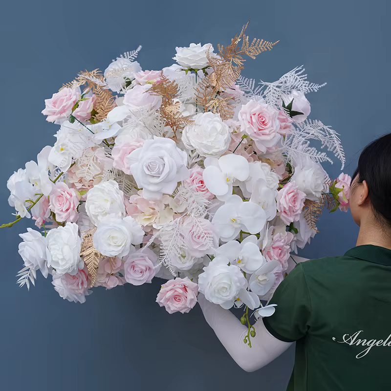 A8130 feuilles d'or Rose orchidée centres de Table de mariage boule de fleur