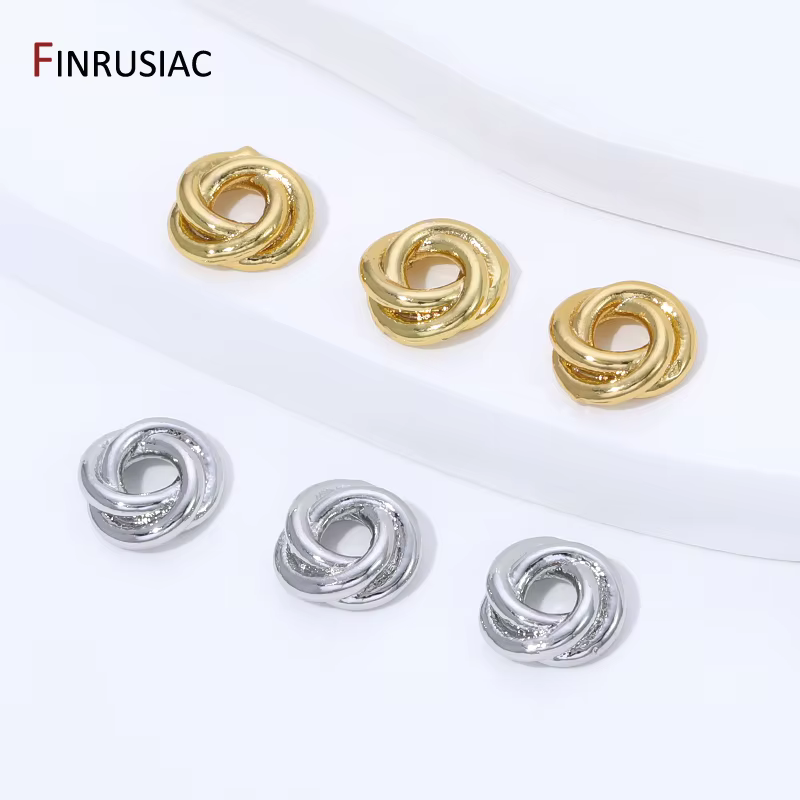 Perle d'espacement torsadée en laiton plaqué or 18 carats