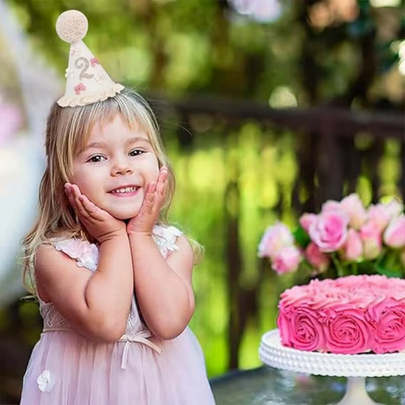 Chapeau d’anniversaire avec nœud – Couronne Boho pour premier demi-anniversaire