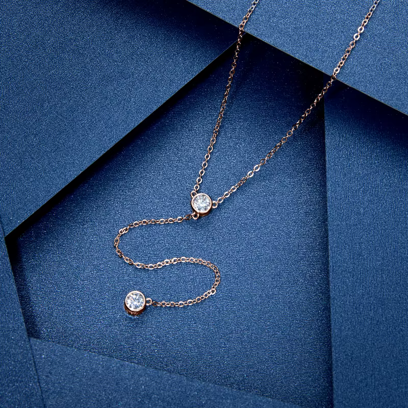 IOGOU D couleur Moissanite diamant collier pour femmes gland pendentif 925 argent or Rose/or jaune plaqué Sexy fille bijoux