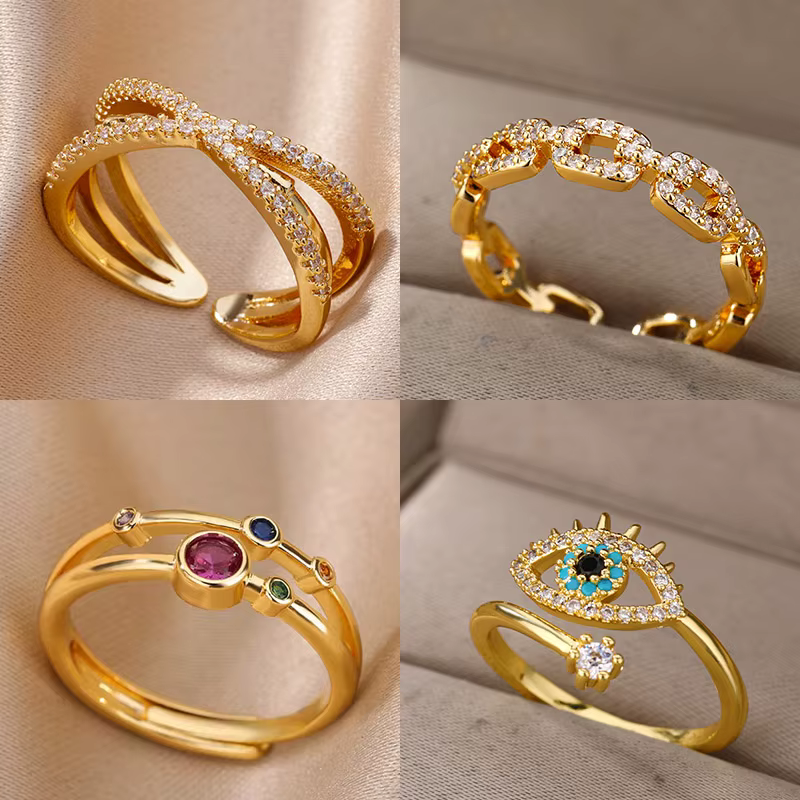 Bagues rondes en pierre de Zircon coloré pour femmes