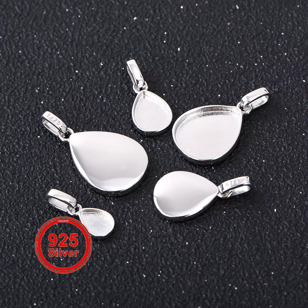 Paramètres de lunette de pendentif arrière solide de poire de résine de lait maternel