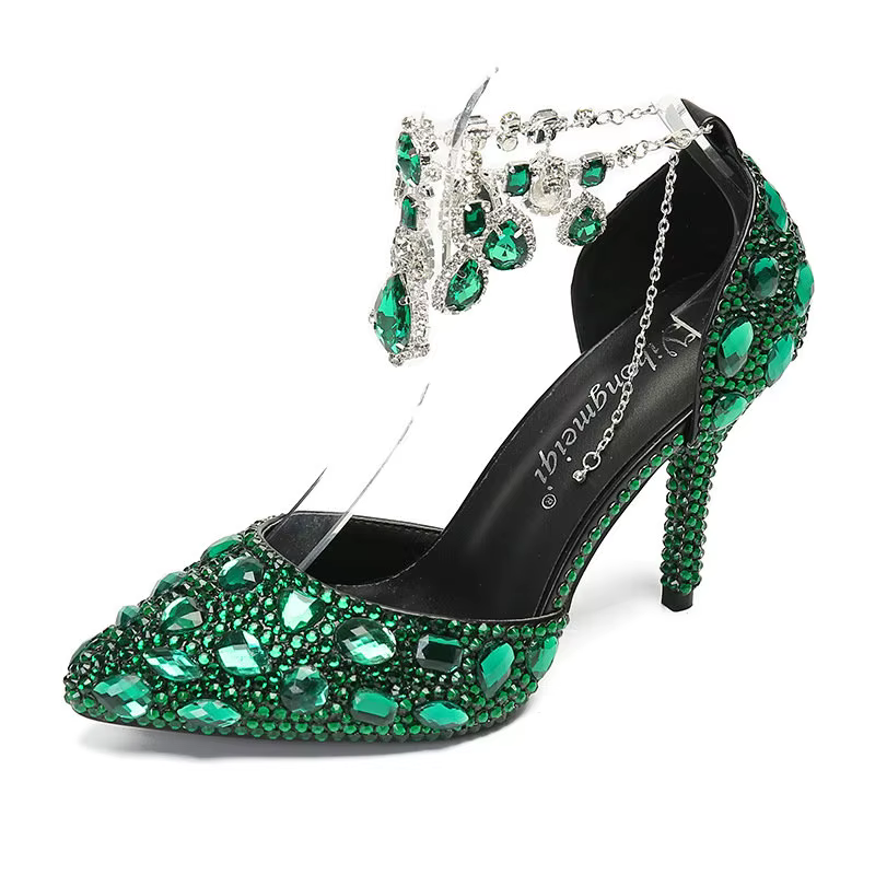 Nouvelles Chaussures Femme Printemps-Automne 2026 – Escarpins Pointus à Talons Hauts avec Chaîne Diamantée en Cristal pour Mariage et Banquet