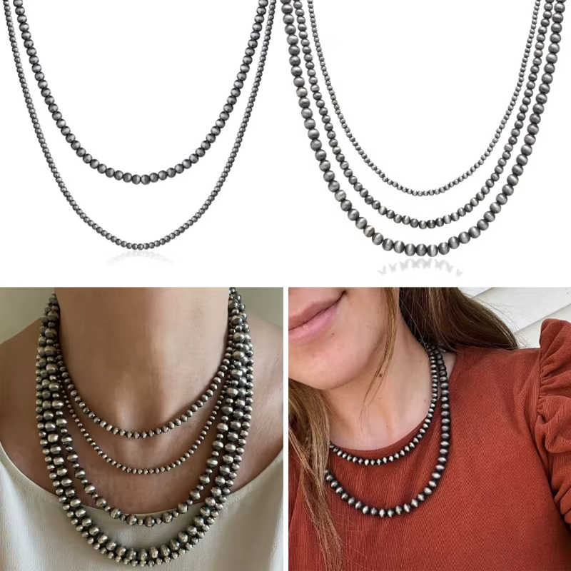 Collier Vintage perles grises