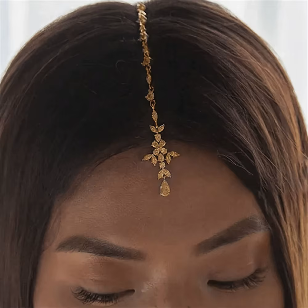 Charmant casque de mariée en chaîne frontale pour femmes