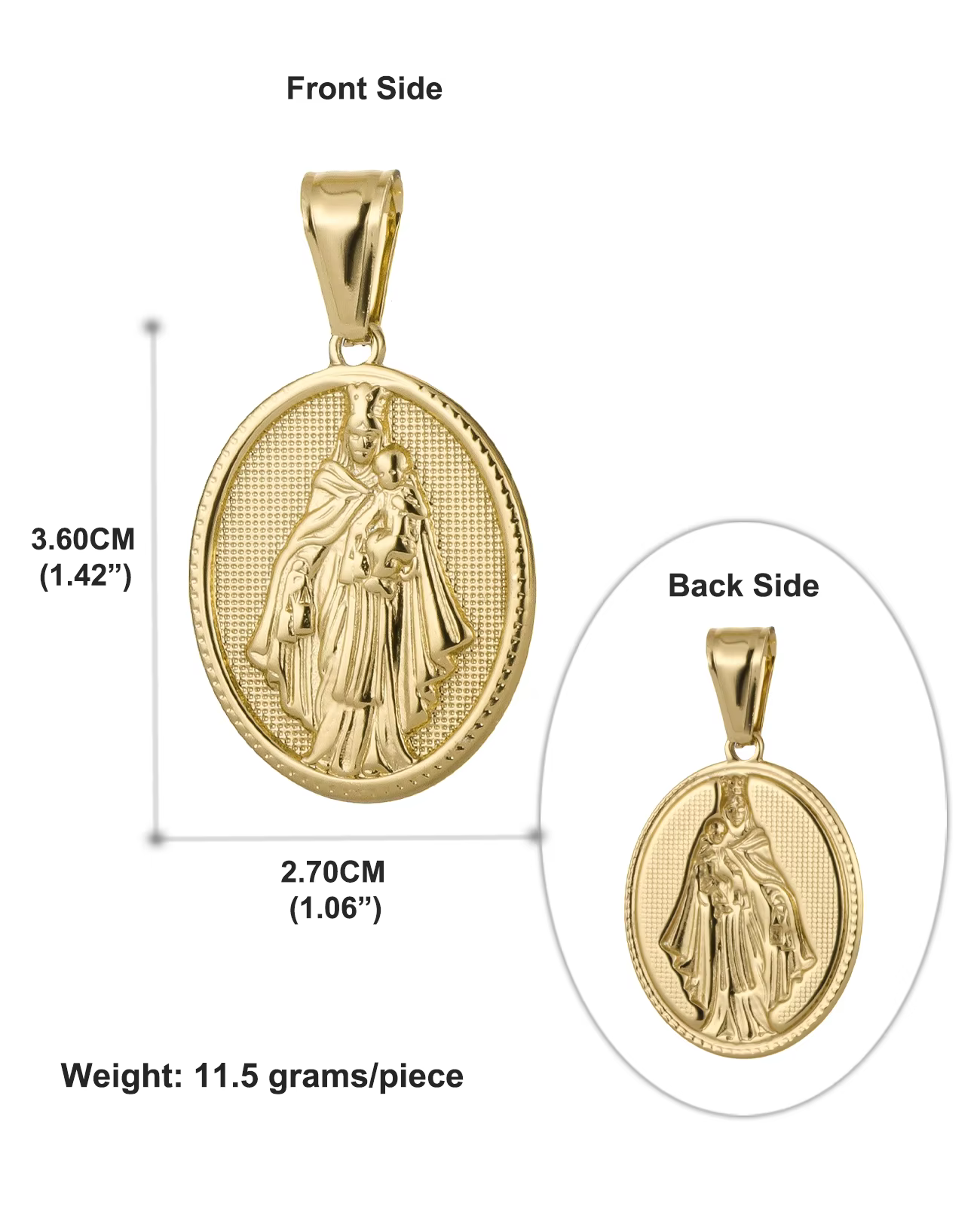 Diyalo 3 couleurs dévotions religieuses icône sainte notre dame du mont Carmel pendentif en acier inoxydable collier à faire soi-même bijoux souvenirs