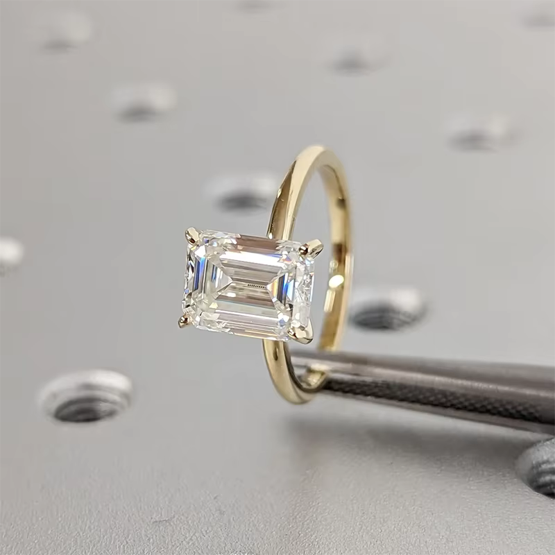 Haute qualité taille émeraude 1ct 2ct 3ct Moissanite Solitaire bague 925 en argent Sterling bagues de fiançailles pour femme fille cadeau d'anniversaire