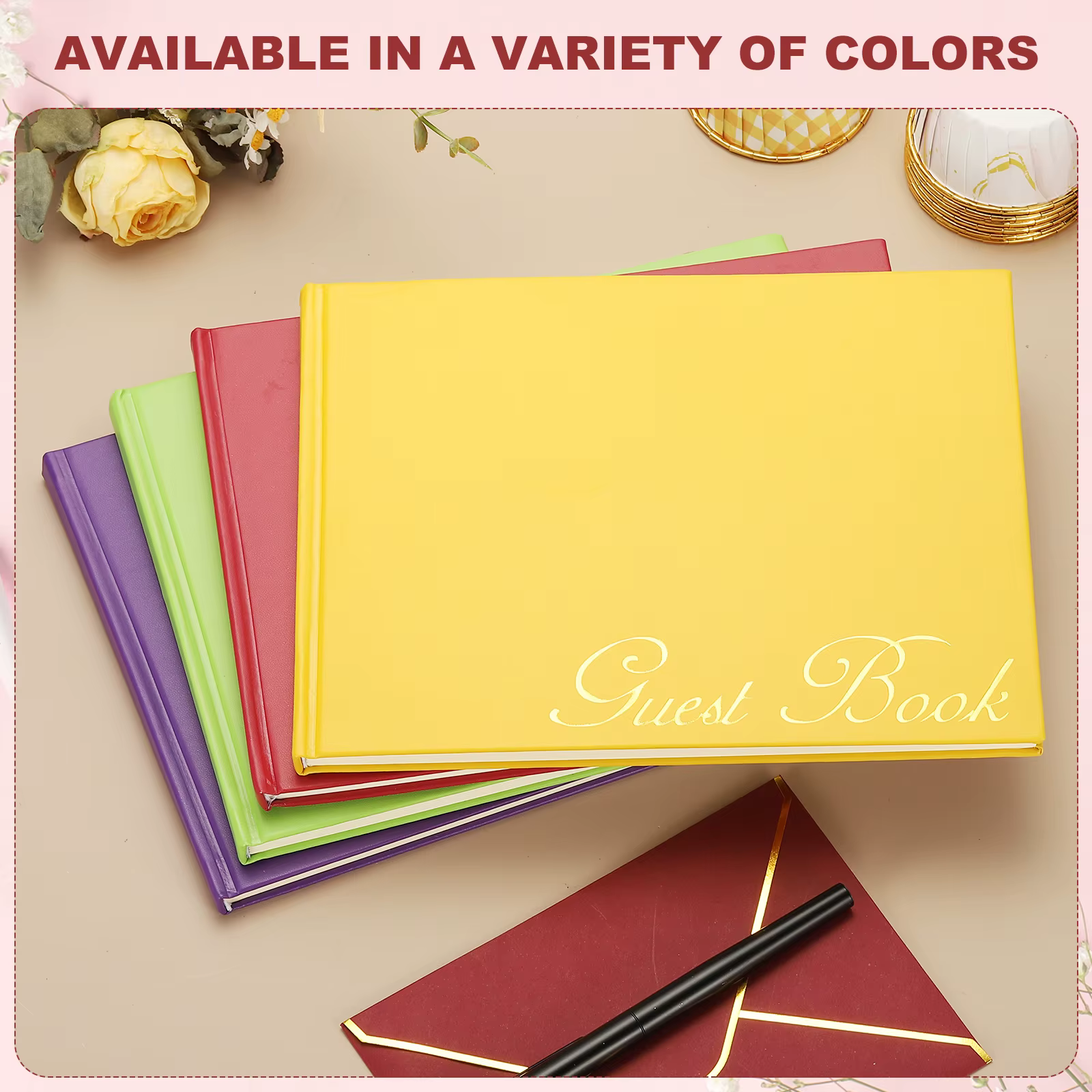 Livre d'or élégant 9x7" en cuir PU pour mariage