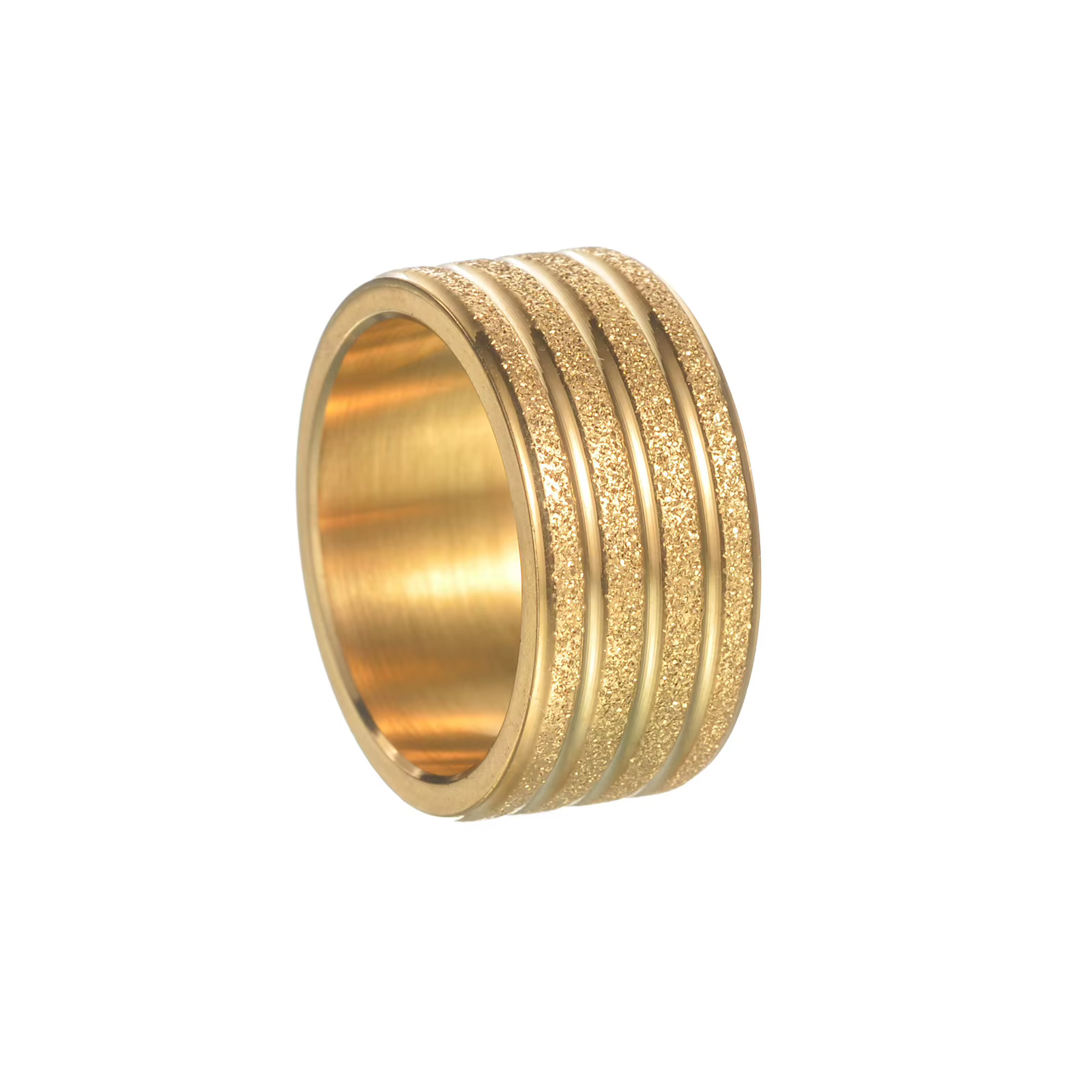 Bague dorée givrée de 10mm de large