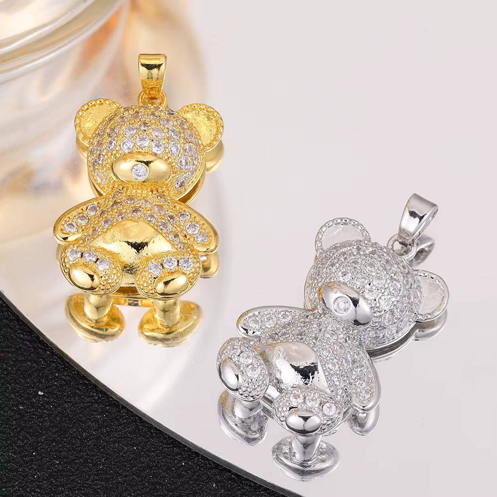 Juya nouveau 18K véritable plaqué or Animal tigre panthère ours léopard breloques pour bricolage cadeau de luxe pendentif adolescent fabrication de bijoux