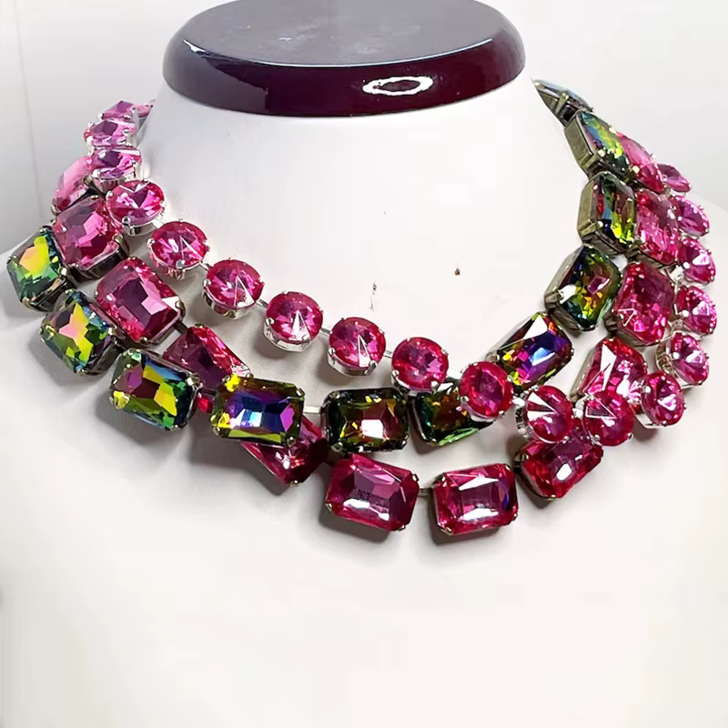 Collier en cristal de verre géométrique créatif