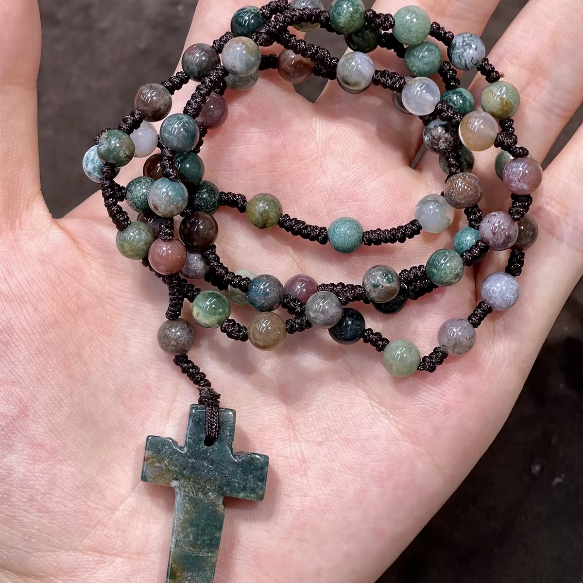 Chaîne de pull en perles rondes naturelles semi-précieuses pour la fabrication de bijoux
