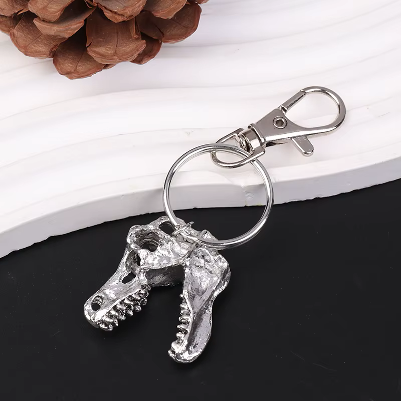 Porte-clés crâne de dinosaure tyrannosaure Rex Cyberpunk Goth dents d'animaux squelette crâne gothique bijoux cadeau