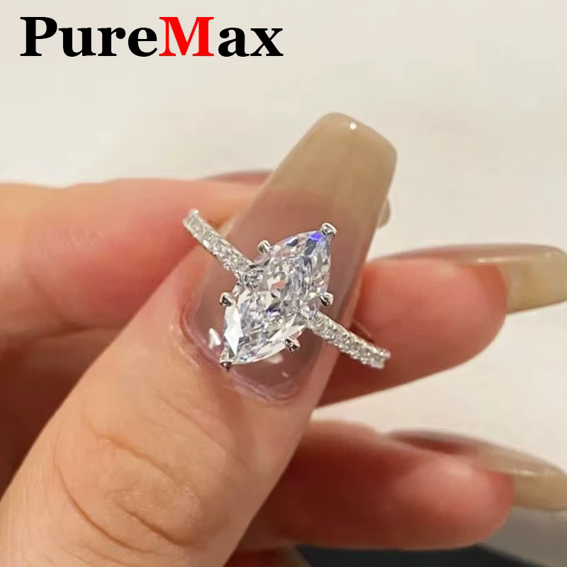 Bague de luxe en moissanite marquise 2ct 3ct pour femme