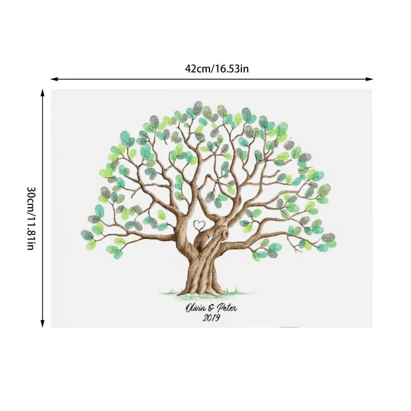 Livre d'Or de Mariage en Toile avec Arbre à Empreintes Digitales