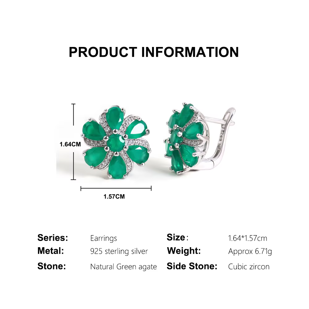 Boucles d'oreilles en Agate verte naturelle