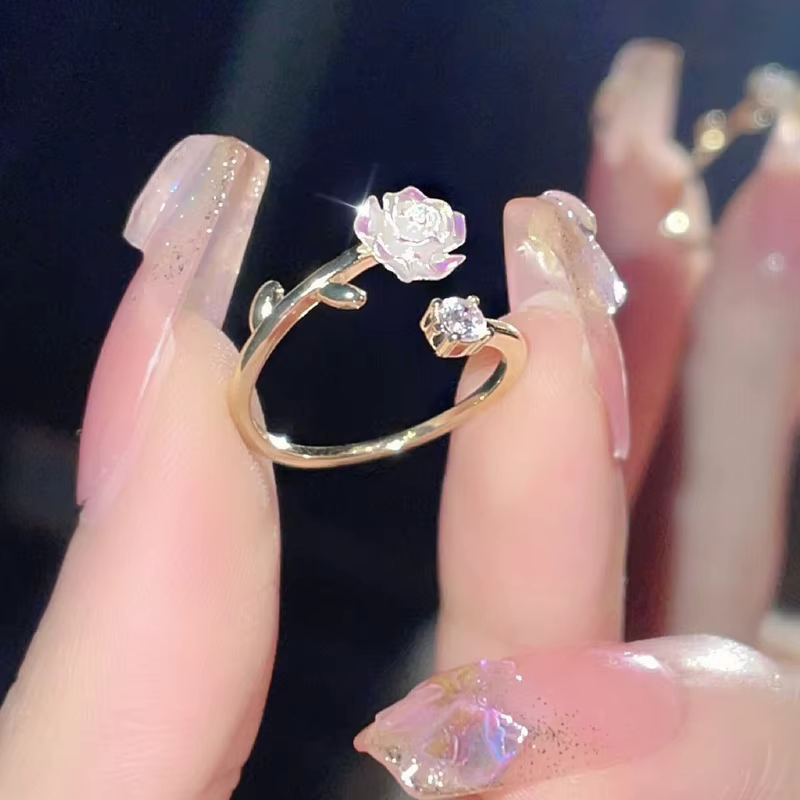 Bagues d'ouverture de fleur de Zircon de luxe pour femmes